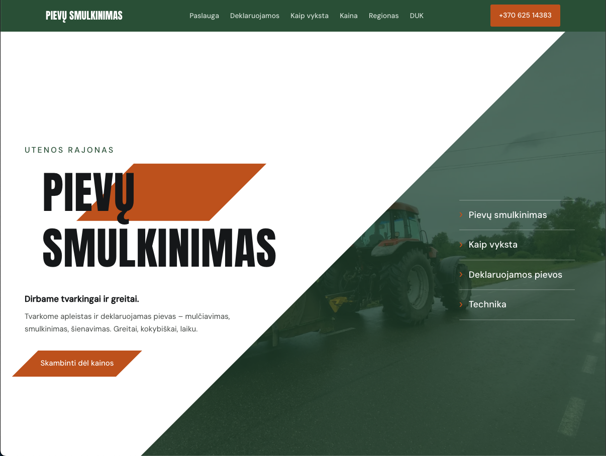 pievusmulkinimas.lt svetainės ekrano nuotrauka